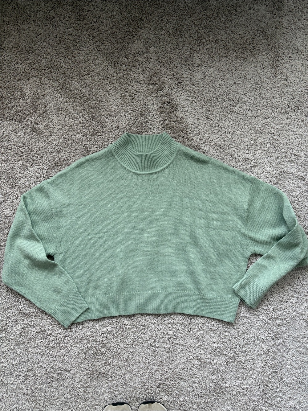 Light Sage Green Mock Neck cropped  Women/Juniors Sweater